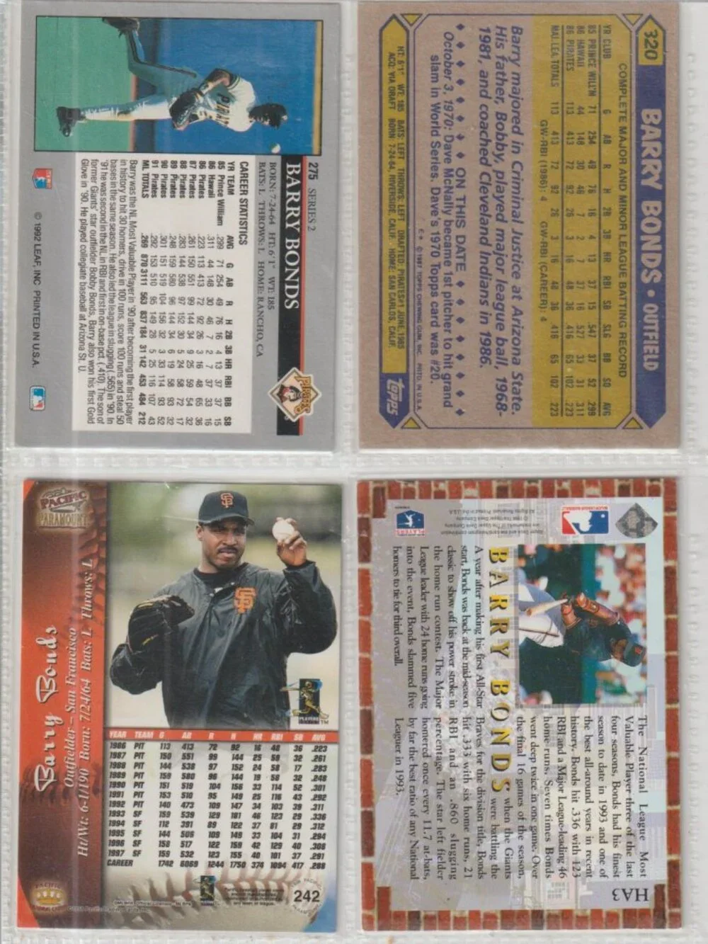 Barry Bonds 4 Card Lot – Rookie + Inserts/Base Mix #22